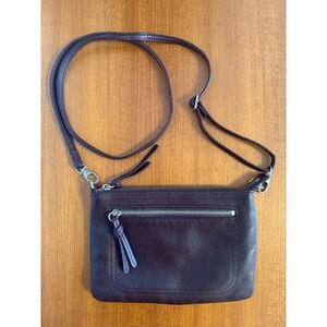 J Jill Genuine Modern Classic Leather Crossbody Purse Bordeaux Adjustable Strap